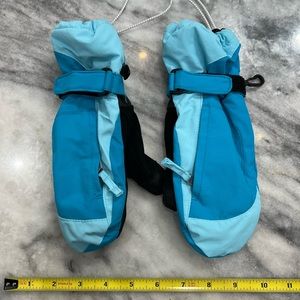 Unisex Lands’ End Kids Squall Mittens.  Blue, kids’ Medium